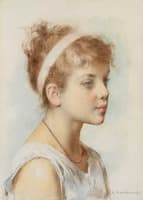 Portrait of a Young Girl with a Pink Ribbon