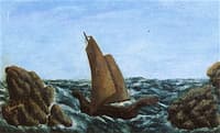 Sailing Boat between Two Reefs