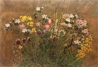 Flowerbed against a Brown Background