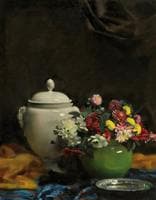 Still-life with Dahlias in Green pot