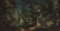 Fantastic Landscape with Shepherds and Trees