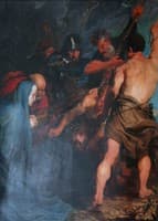 Christ collapses carrying the cross