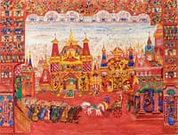 A City Square, Stage design for the ballet "The Golden Cockerel" by A. Pushkin