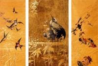 Tríptico de aves y peces