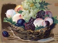 Still life with white grapes