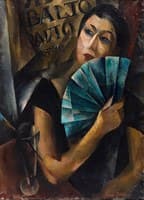 Young Woman with a Blue Fan