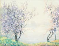 Arbres en fleurs au bord de la Seine