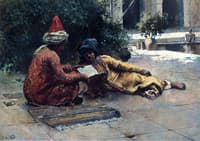 Two Arabs Reading in a Courtyard