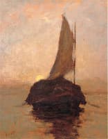 Hayboat at Sunset
