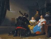 An Interior Scene With Two Ladies Singing, A Man Playing The Cello