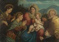 The Virgin and Child with Saints Joseph and Lucy and a Woman and Boy at Prayer