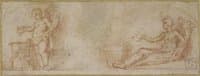 A Genius Pouring Libation and Holding a Cornucopia, and a Reclining Woman with a Cornucopia