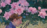 Peonies and Head of a Woman