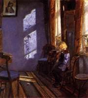 Helga Ancher Knitting in her Grandmother's Room