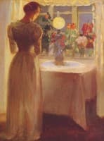 Young Girl before a Lighted Lamp