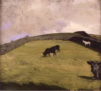 Cattle and a White Horse at Pasture