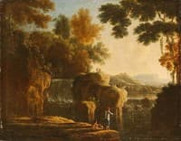 Waterfall with Fishermen