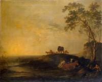 Landscape with Cattle (Cows on a Hillock by a Stream)