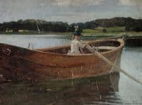 The Artist's Sister Berta in a Rowing Boat, study