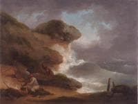 Fisherman Cooking while Others Repair a Boat in the Storm