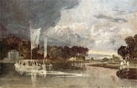 The Syon Ferry with the Syon Park Pavilion in the Background