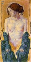 Female Nude with Blue Shawl