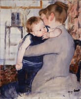 Baby in Dark Blue Suit, Looking over His Mother's Shoulder