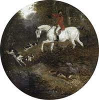Hounds Pursuing a Fox in Covert