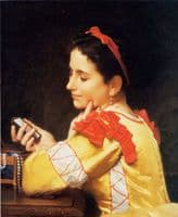 Lady Looking in a Hand Mirror