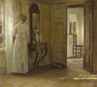 Interior with a Lady and a Cat