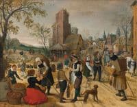 Autumn. Market Scene in the Heart of a Village
