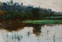 Landscape with a Pond and Church