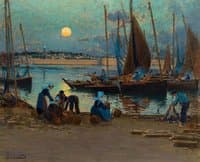 Moonrise over the Port of Concaureau