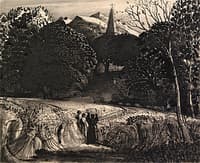 Cornfield and Church by Moonlight