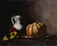 Still Life with Pumpkin, Plums, Cherries, Figs and Jug