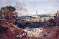 View of Fonthill Abbey from a Stone Quarry near Chilmark; Study for Noon