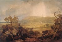 View of the Gothic Abbey (Afternoon) New Building at Fonthill, the Seat of William Beckford