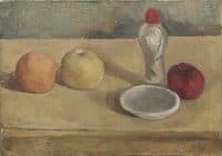 Still life with orange and apple