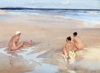 Evelina, Mirabel and Alice on Bamburgh Sands (Northumberland)
