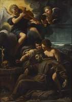 St Francis of Assisi consoled by Angels