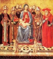 Mary on the Throne with Saint Juvenal, Saint Sabinus, Saint Augustinus, Saint Jerome and Six Angels