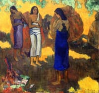 Three Tahitian Women against a Yellow Background