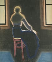 Jeune femme sur un tabouret