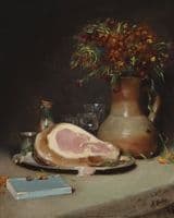 Still Life with Flowers and Ham