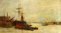 Docks with Ships Powered by Steam and Sail