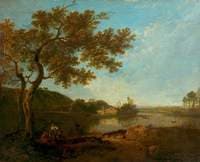 Italian River Scene with Figures