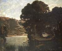 Lake Nemi Showing Castel Gandolfo and the Barberini Palace, Italy