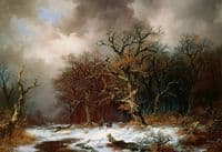 Wood Gatherers in Winter Landscape