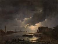 River landscape by moonlight