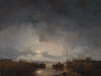 Fishermen in a moonlit night